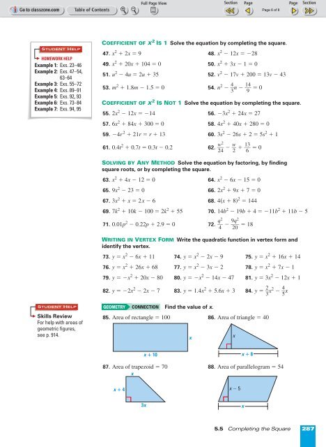 Alg. 2 Chapter 5.5 - Beau Chene High School Home Page