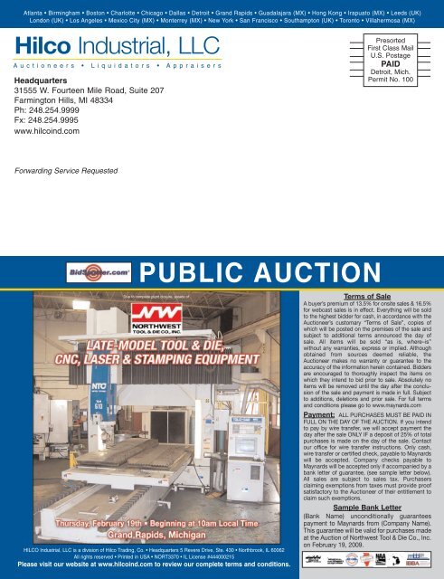 PUBLIC AUCTION - Hilco Industrial