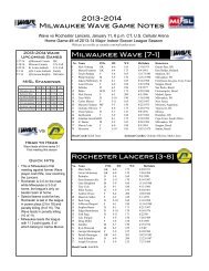 2013-2014 Milwaukee Wave Game Notes Milwaukee Wave [7-1]