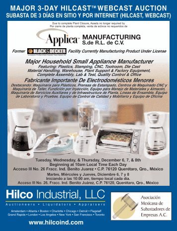 To schedule an auction, please contact us at +1 ... - Hilco Industrial