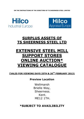 extensive steel mill support stores online auction ... - Hilco Industrial