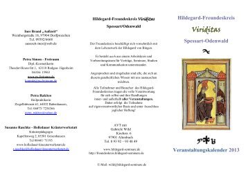 Viriditas - Hildegard von Bingen Seminare und Veranstaltungen