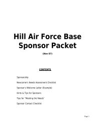 Hill Air Force Base Sponsor Packet