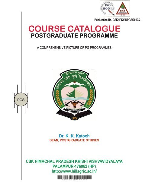 course catalogue - CSK Himachal Pradesh Agricultural University