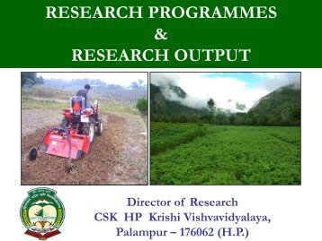 Director's Presentation - CSK Himachal Pradesh Agricultural ...