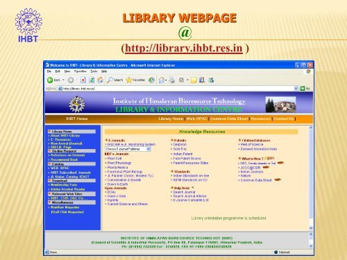 How to access IHBT (CSIR) Library Resources and Services