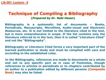 Technique of Compiling a Bibliography