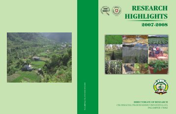 Research Highlights 2007-08 - CSK Himachal Pradesh Agricultural ...