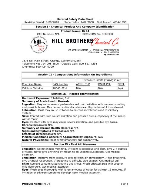 Hi 94 - Hill Brothers Chemical Co.