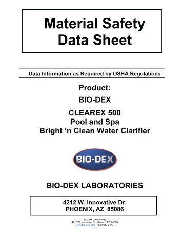 Material Safety Data Sheet - Hill Brothers Chemical Co.