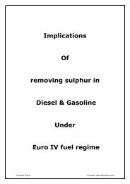 Implications Of removing sulphur in Diesel 