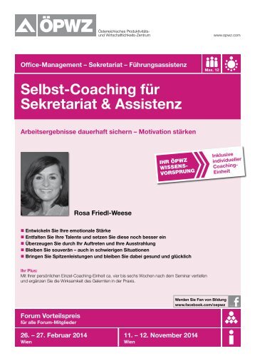 Selbst-Coaching für Sekretariat & Assistenz - ÖPWZ