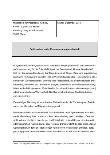 Partizipation in der Einwanderungsgesellschaft - Ministerium für ...