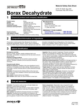 Borax Decahydrate - Hill Brothers Chemical Co.