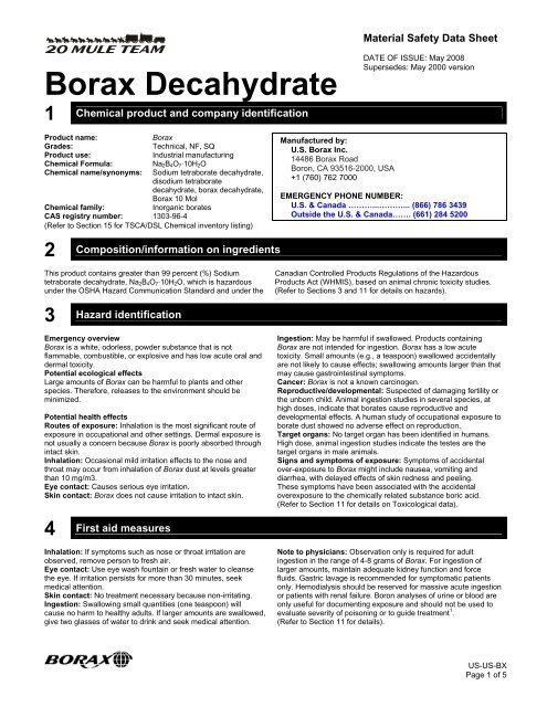 Borax 5 Mol (Sodium Tetraborate Pentahydrate) - CORECHEM Inc.