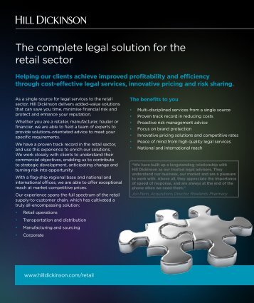 The complete legal solution for the retail sector - Hill Dickinson