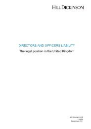 DIRECTORS AND OFFICERS LIABILITY The legal ... - Hill Dickinson