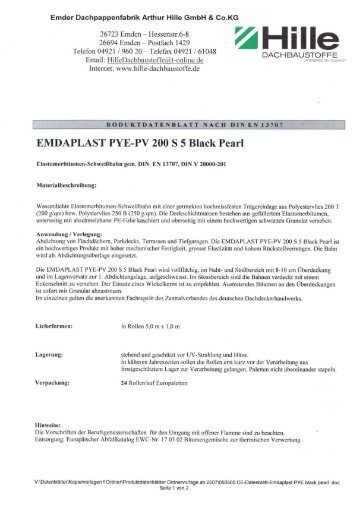 EMDAPLAST PYE-PV 200 S 5 Black Pearl - Emder Dachpappenfabrik