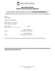 Teen Volunteer Application - Hiller Aviation Museum