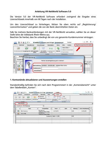 Anleitung VR-NetWorld Software 5.0 - Volksbank Rhein-Wehra eG