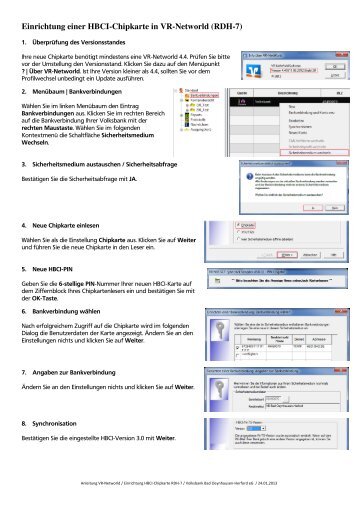 Einrichtung einer HBCI-Chipkarte in VR-Networld (RDH-7)