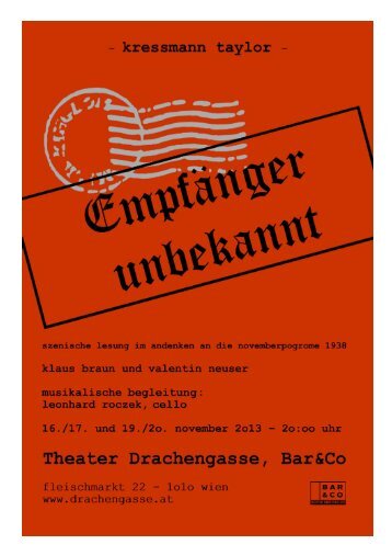 Empfänger unbekannt - Theater Drachengasse