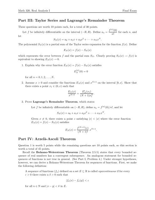 Final Exam - Kalamazoo College