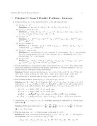 1 Calculus III Exam 2 Practice Problems - Solutions