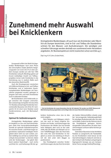 Zunehmend mehr Auswahl bei Knicklenkern - Bauverlag