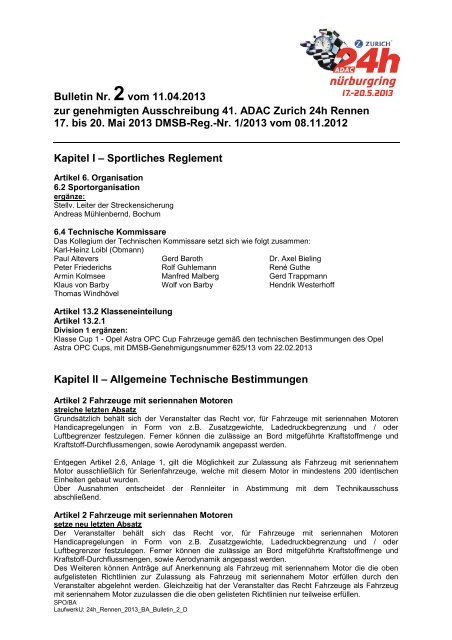 Bulletin Nr. 2vom 11.04.2013 zur genehmigten Ausschreibung 41 ...