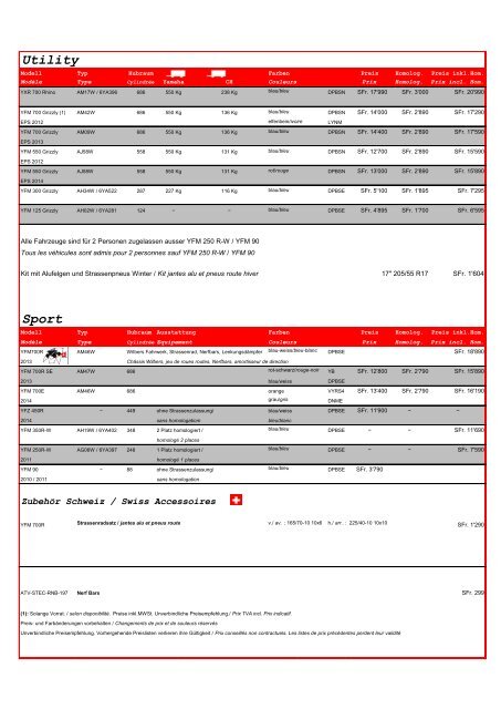 Originalpreisliste Yamaha (429.49 KB) - Bürgi.ch - Hof Herrliberg