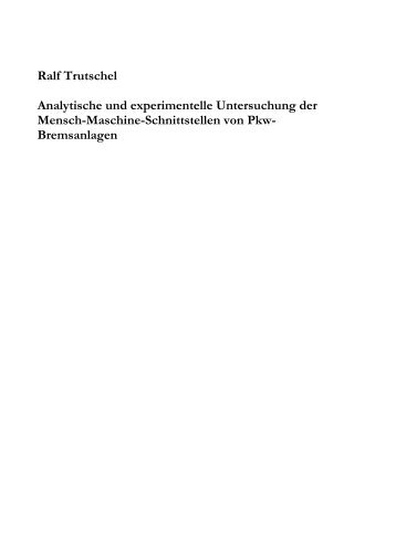 Ralf Trutschel Analytische und experimentelle Untersuchung der ...
