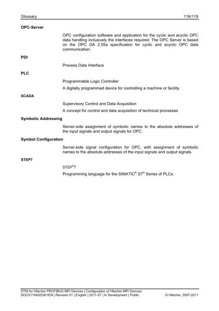 SYCON.net PROFIBUS MPI DTM (Operating Instruction Manual)