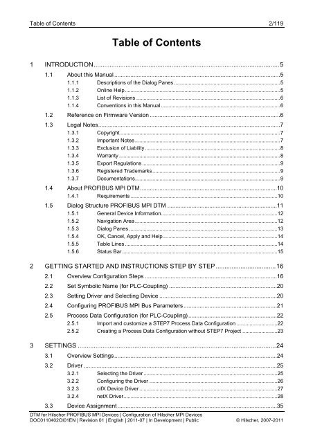 SYCON.net PROFIBUS MPI DTM (Operating Instruction Manual)