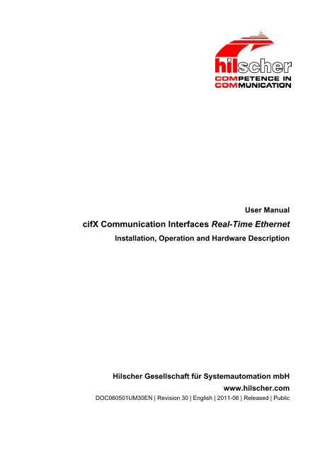 cifX Communication Interfaces Real-Time Ethernet - Hilscher