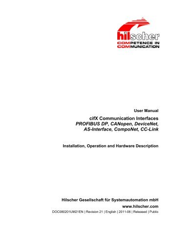 cifX Communication Interfaces - Hilscher