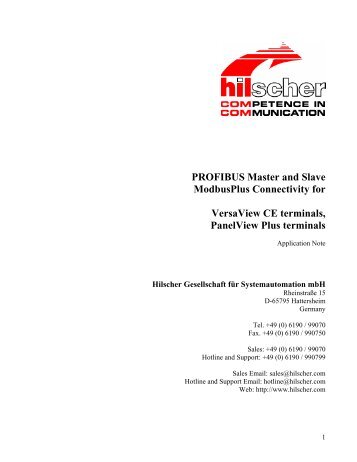 PROFIBUS Master and Slave ModbusPlus Connectivity for ...