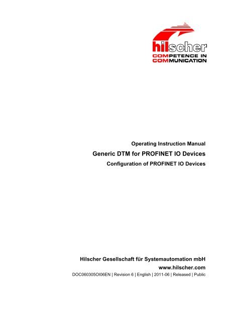 SYCON.net PROFINET IO Generic Device DTM