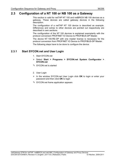 netGateway DTM for netTAP, netBRICK and netLINK - Hilscher