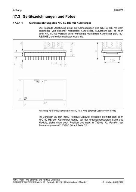 netIC Benutzerhandbuch und Design Guide - Hilscher