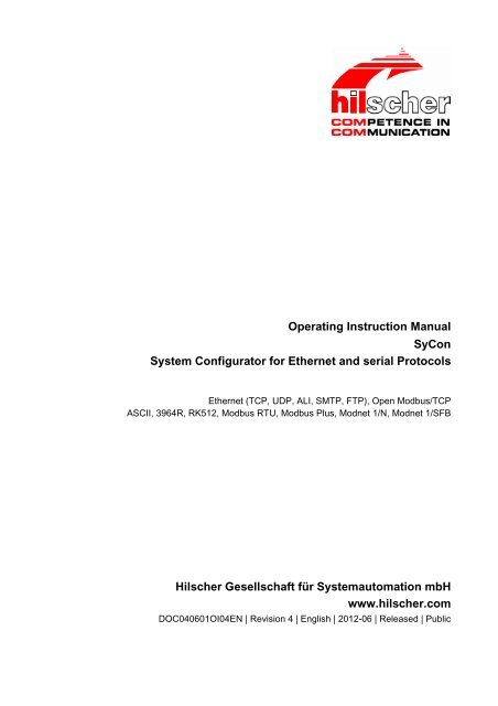 Operating Instruction Manual SyCon System Configurator for ...