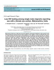 Low HIV testing among single male migrants reporting sex with a ...