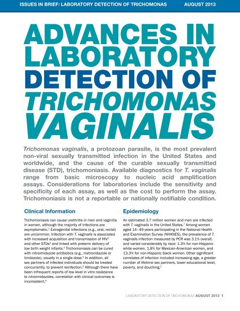 Advances in Laboratory Detection of Trichomonas vaginalis
