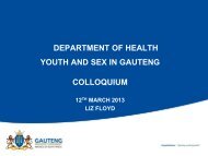 Youth and Sex in Gauteng - Gauteng Education