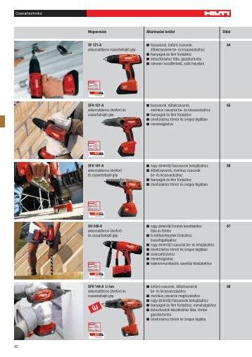 62 Csavartechnika SF 121-A akkumulÃ¡toros csavarbehajtÃ³ ... - Hilti