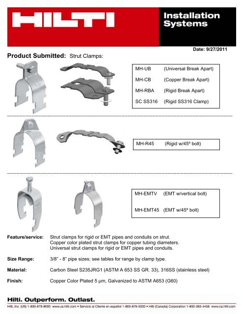 Product Submitted: Hilti MKN-FX and MN Connectors