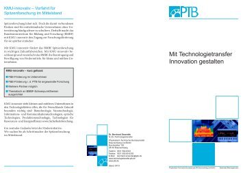 Mit Technologietransfer Innovation gestalten - PTB