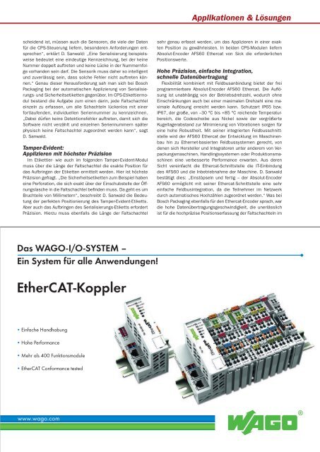 Applikationen & Lösungen - EtherCAT