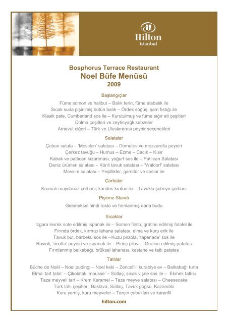 1209 Bosphorus Terrace Christmas Menu - Hilton