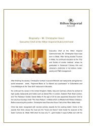 Executive Chef Christopher Gauci Background Info - Hilton
